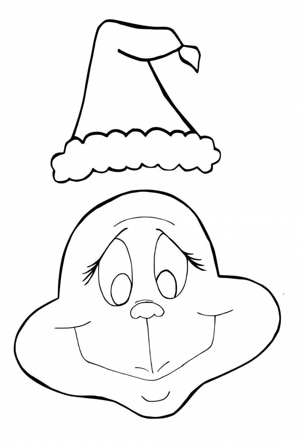 Grinch face content coloring page