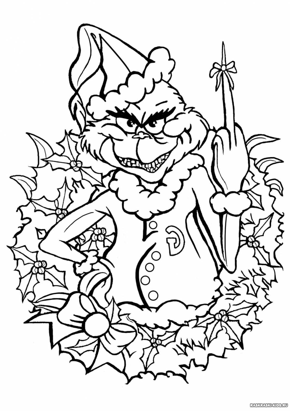 Gleeful coloring page grinch face