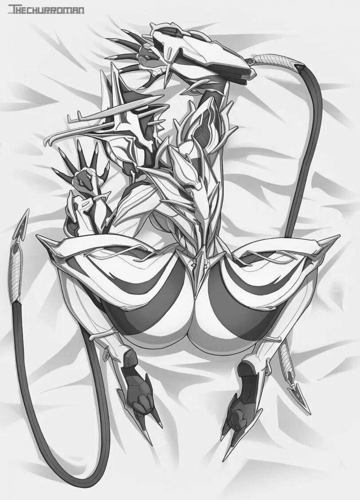 Attractive visp warframe coloring page