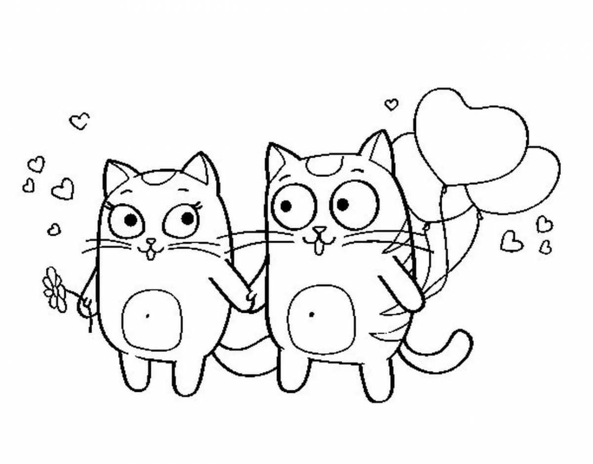 Naughty pop cat coloring page