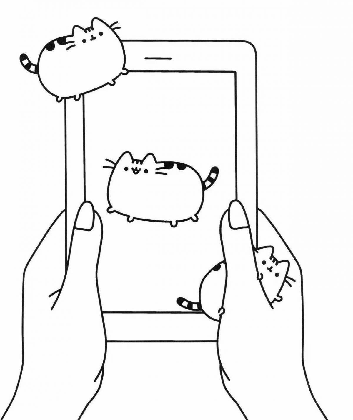 Rampant pop cat coloring page