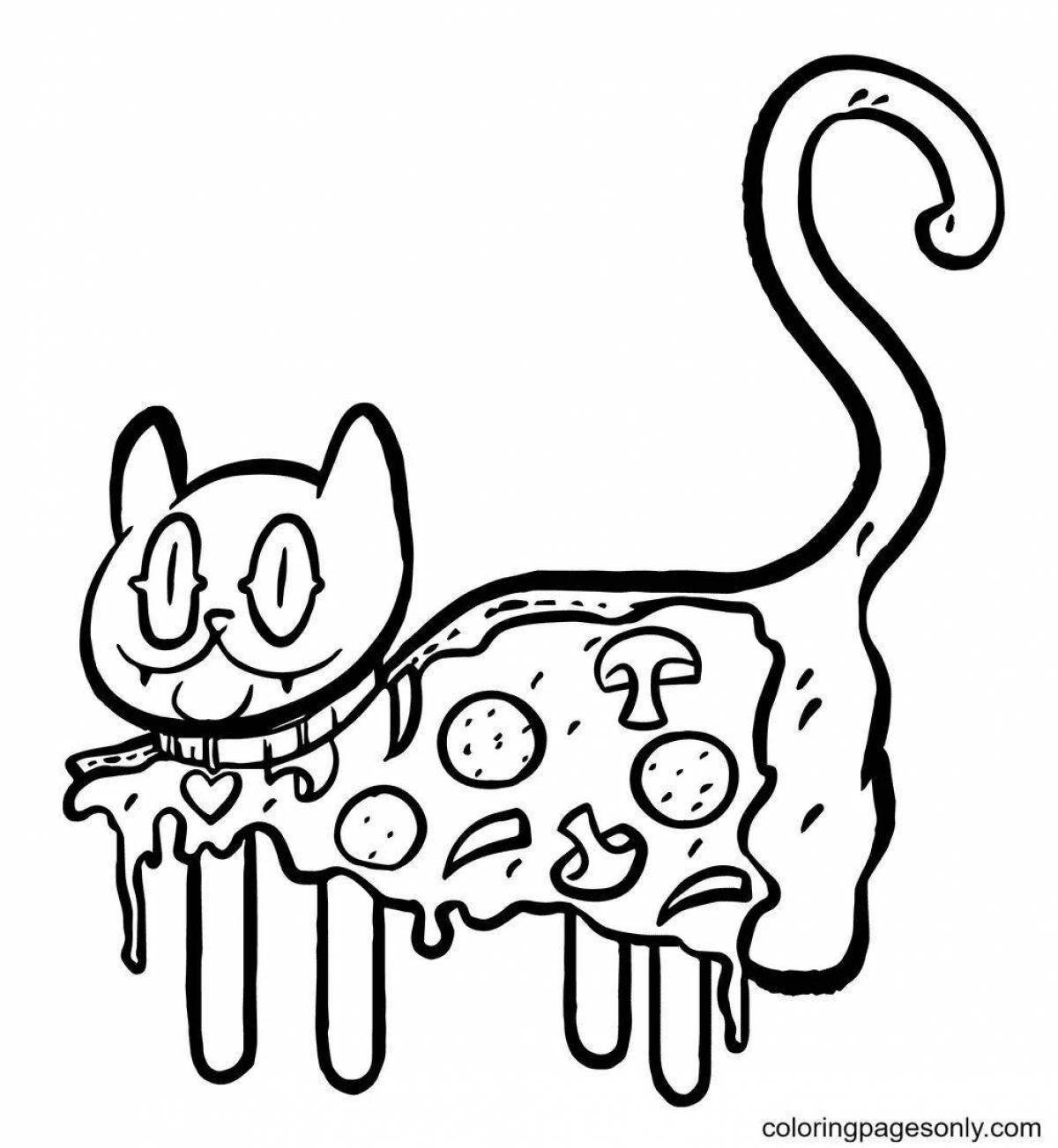 Анимированная страница раскраски поп-кота