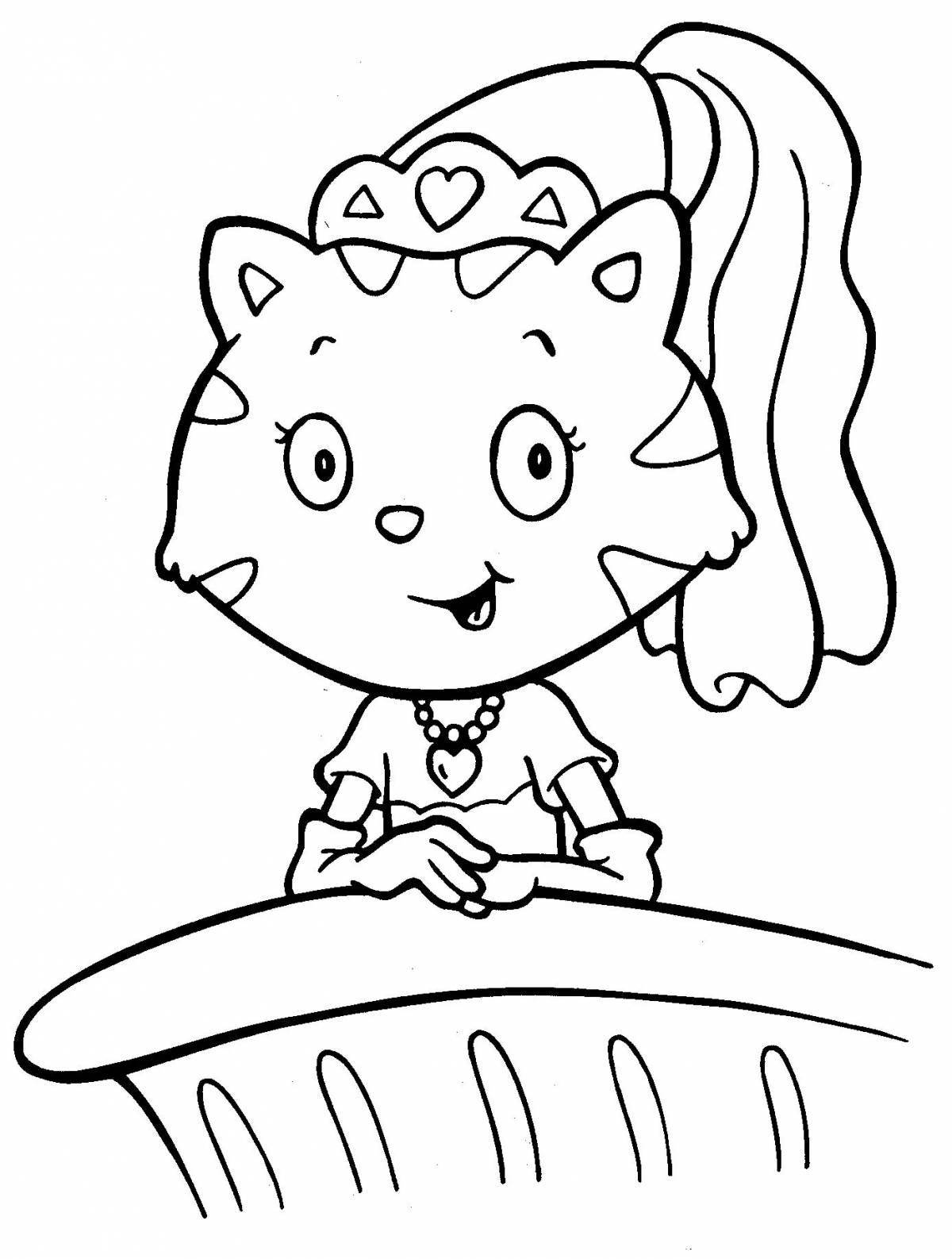 Coloring book cheerful red cat
