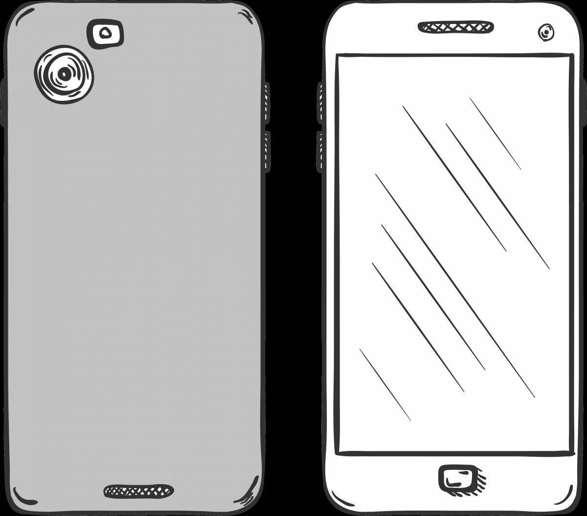 Colorful android phone coloring page