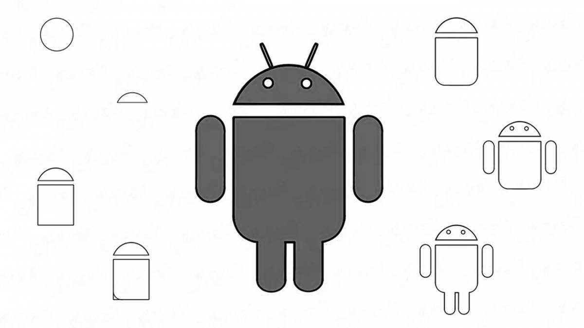Playful android coloring page