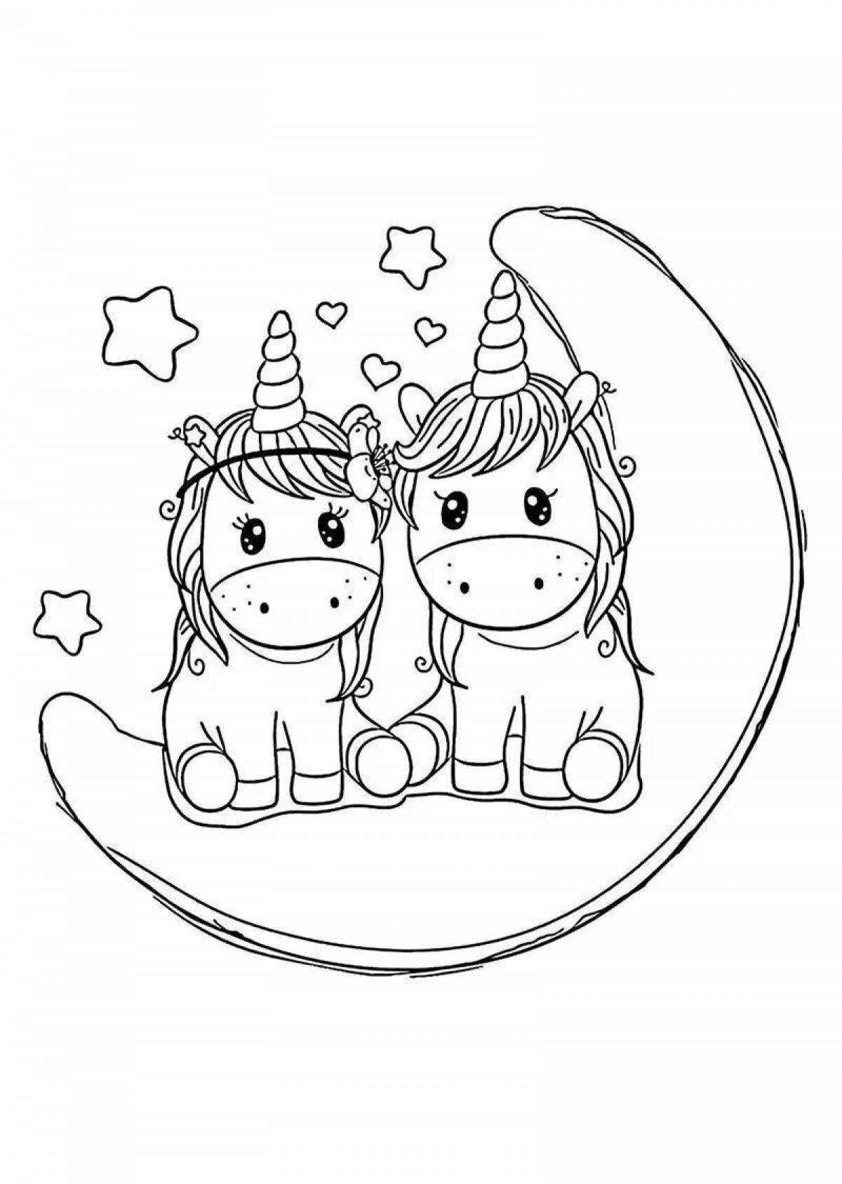 Joyful coloring cute unicorns