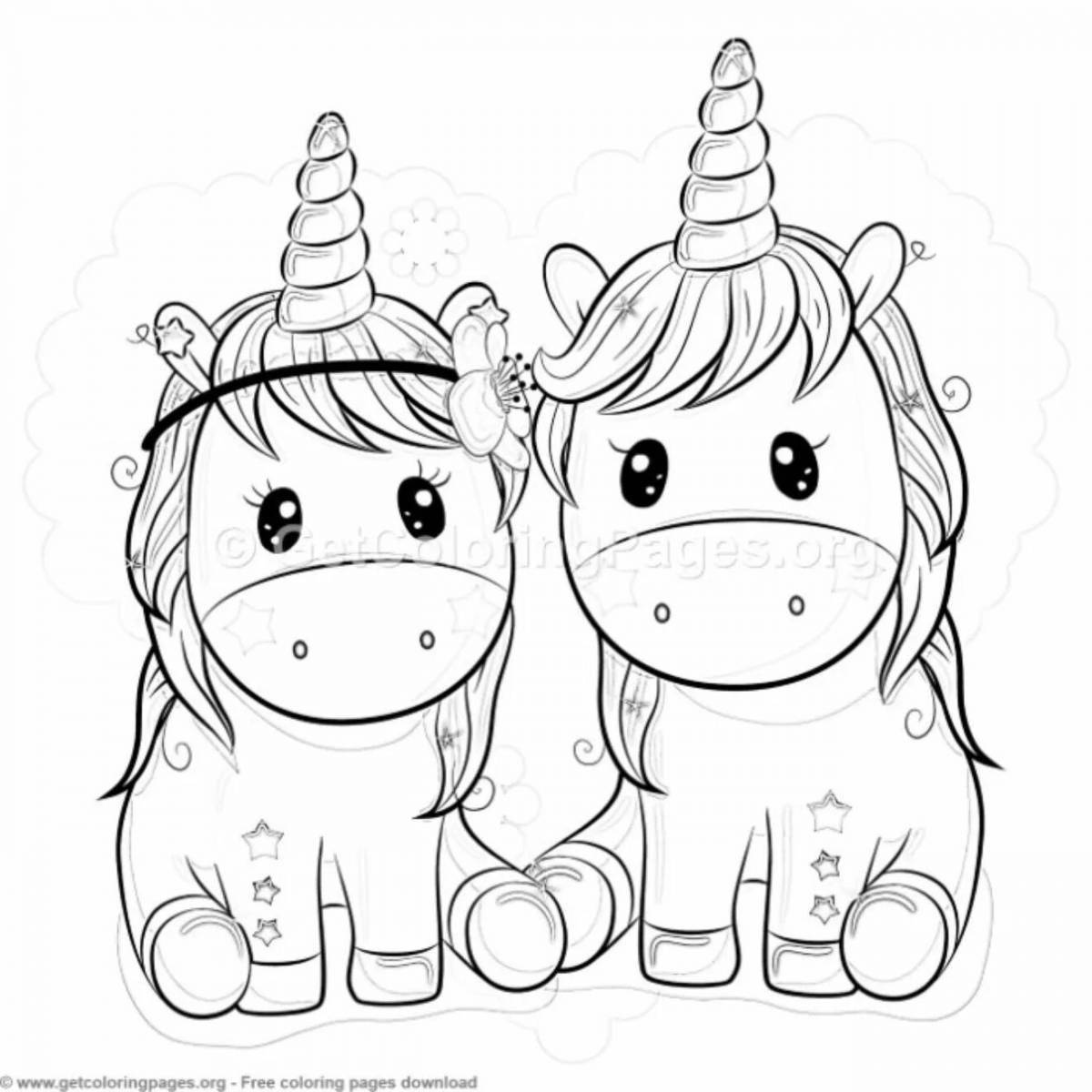 Sparkling coloring cute unicorns