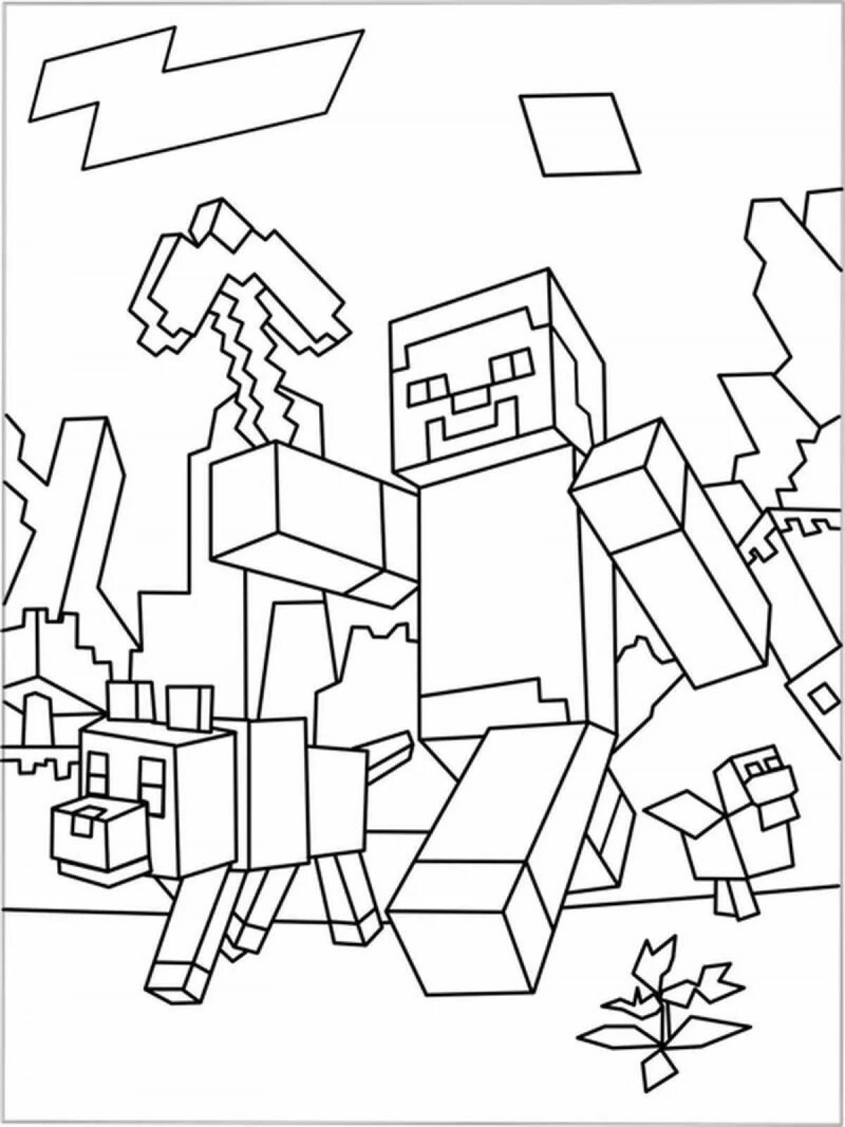 Colorful illusions minecraft coloring page