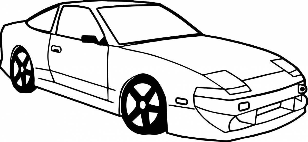 Coloring page with spectacular mazda car