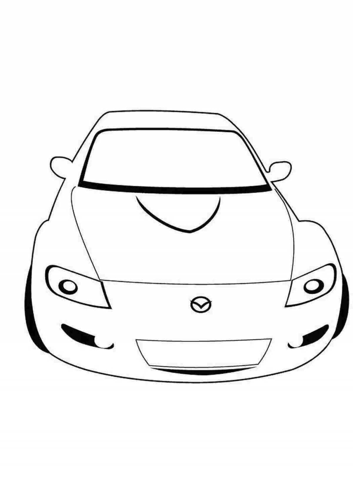 Coloring book glowing Mazda car