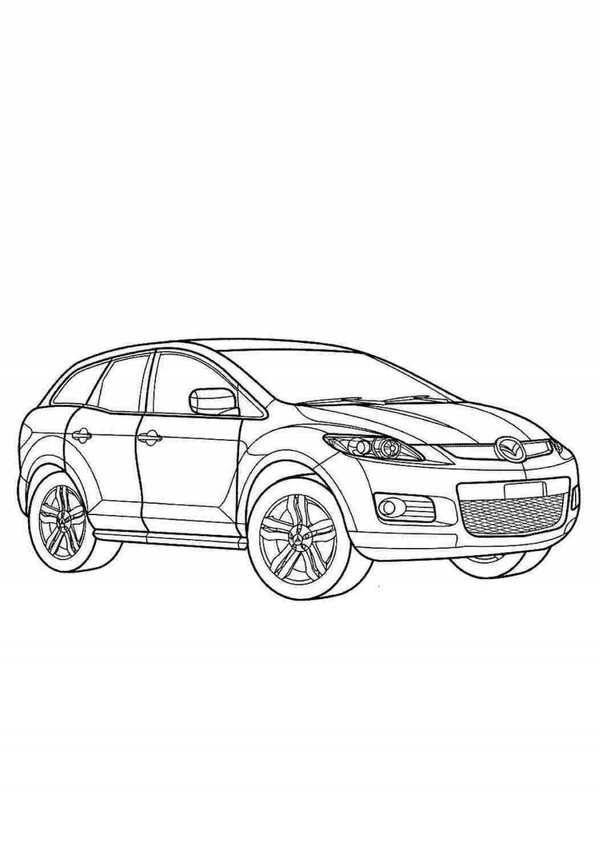 Coloring page with awesome mazda car