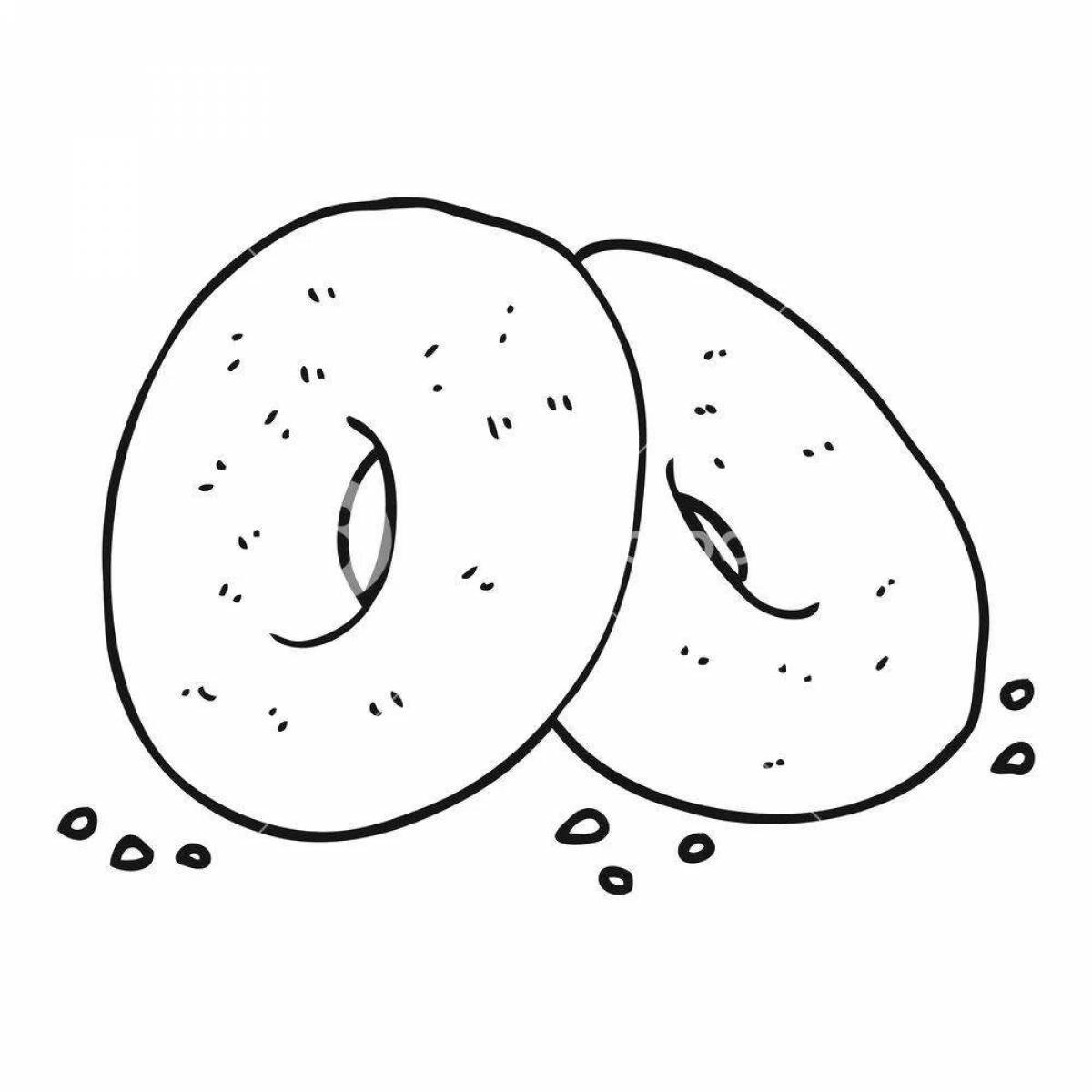 Coloring book sweet donut bagel