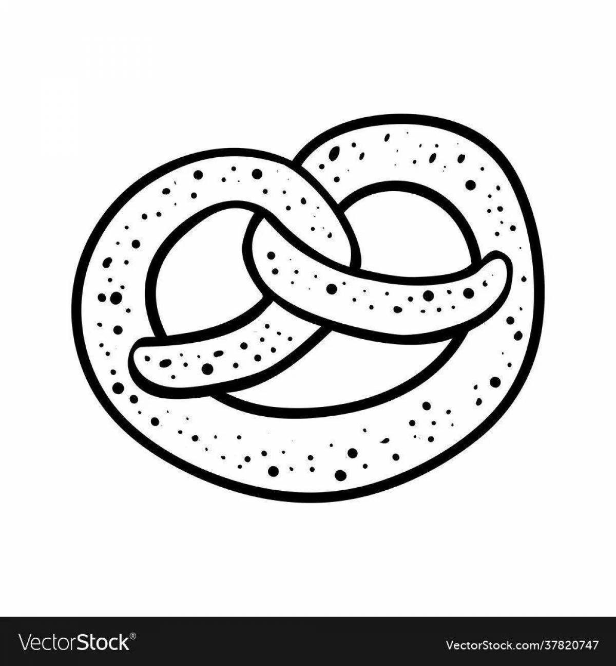 Coloring page of an irresistible bagel with donuts