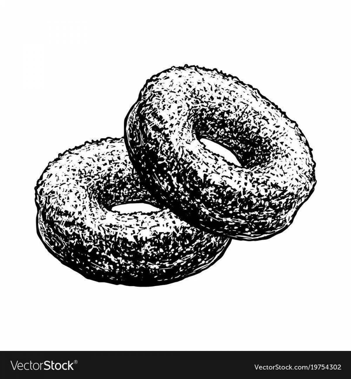 Delicious donut bagel coloring page
