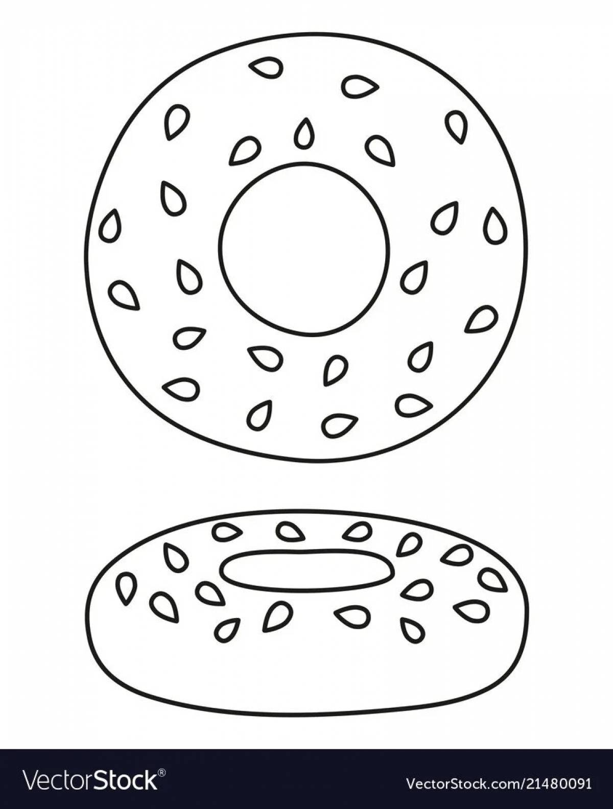 Cute donut bagel coloring page