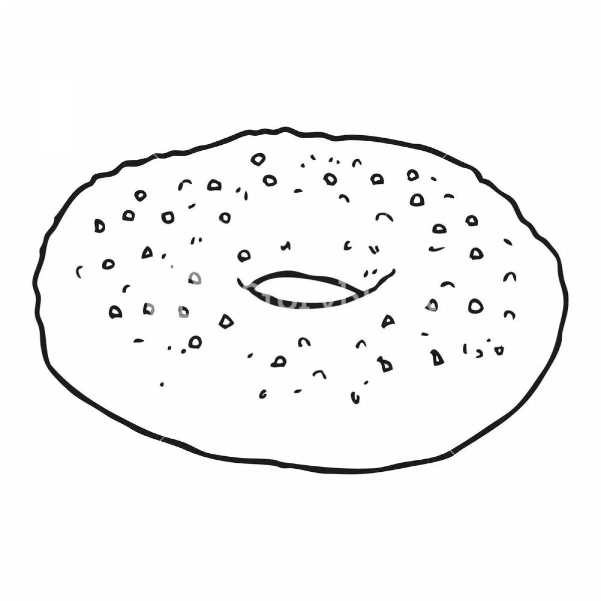 Lovely donut bagel coloring page