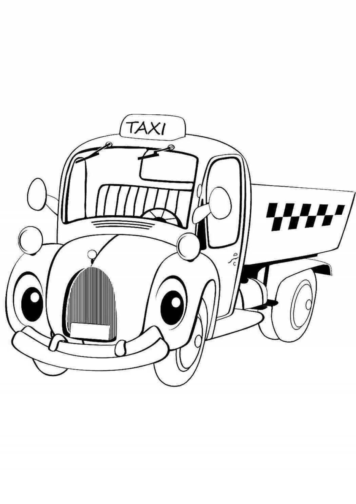 Amazing taxi car coloring page