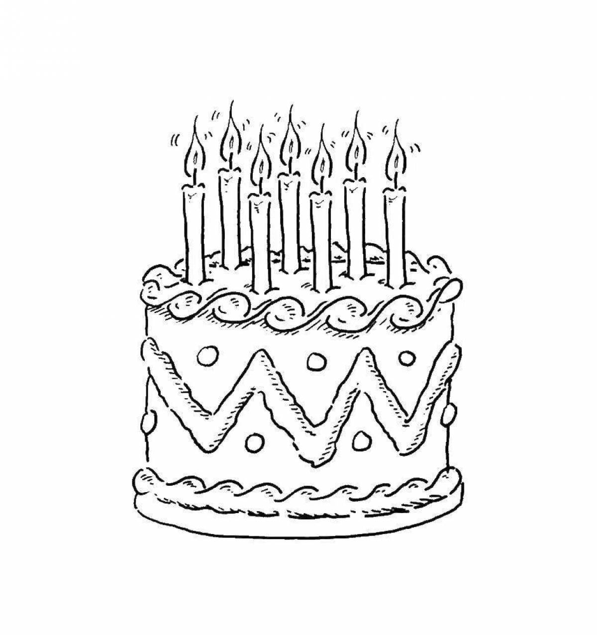 Раскраска декоративный торт ко дню рождения