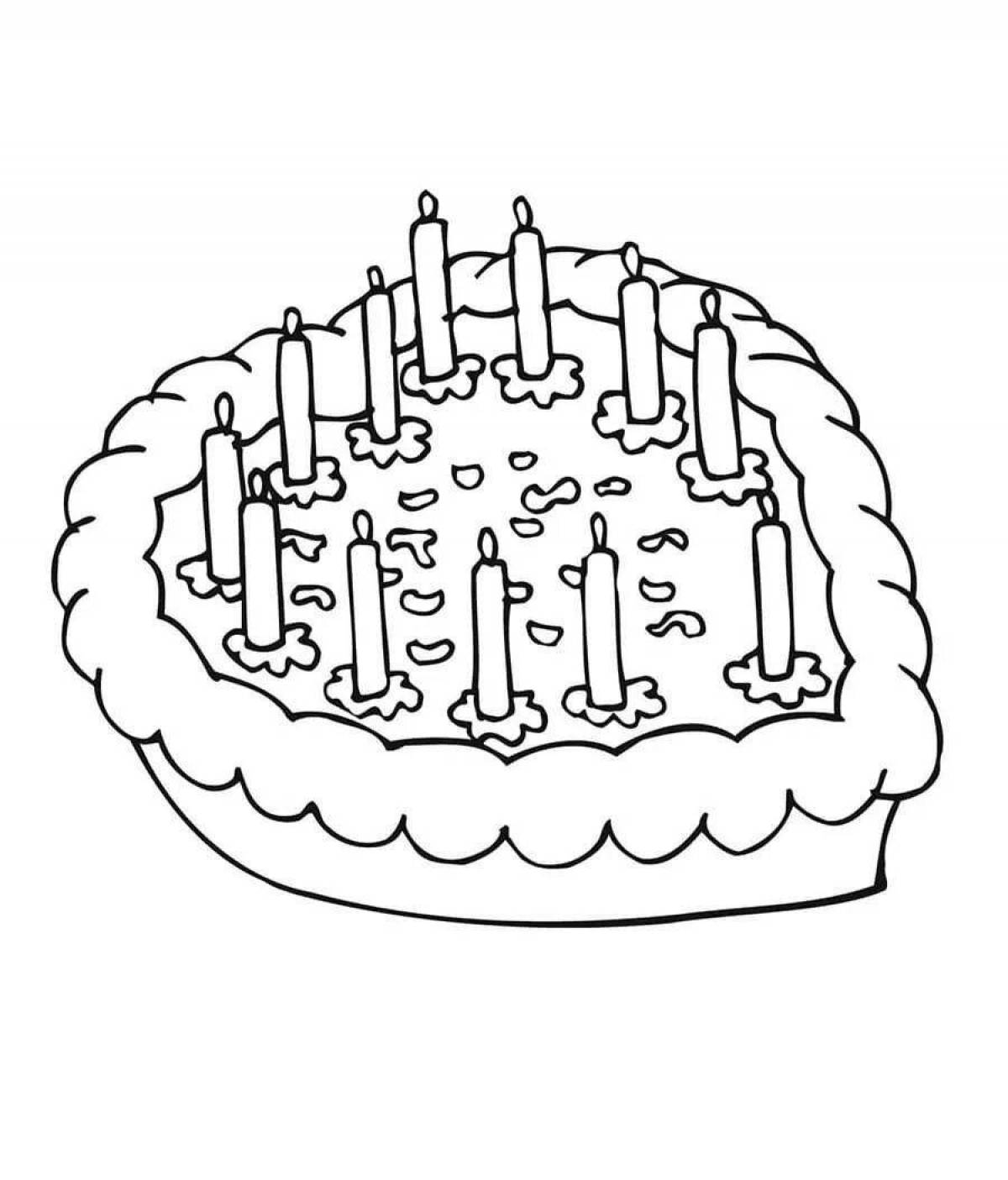 Раскраска причудливый торт на день рождения