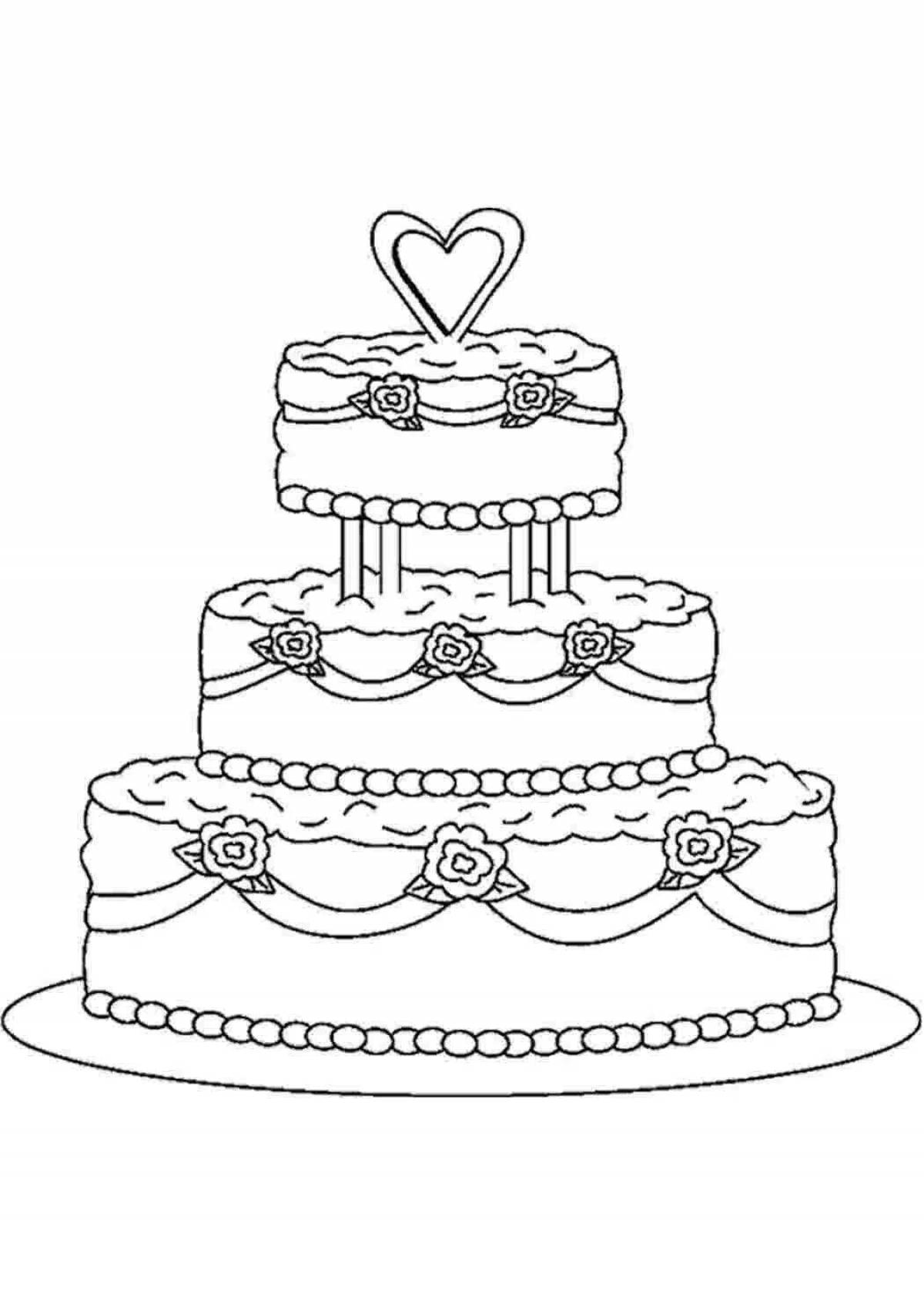 Adorable birthday cake coloring page
