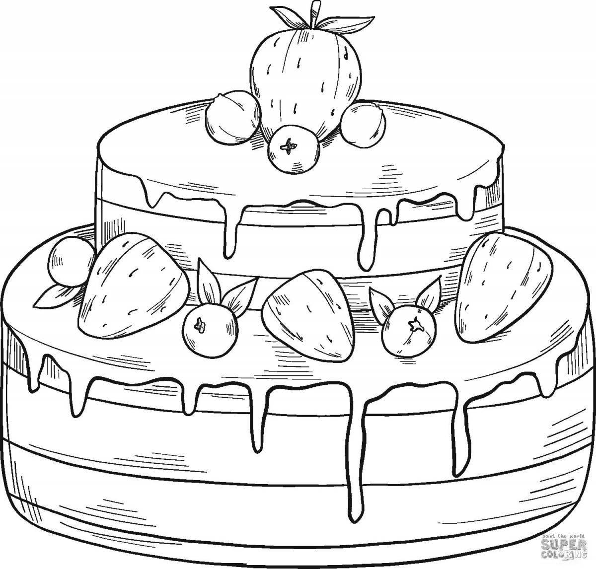 Gourmet birthday cake coloring page