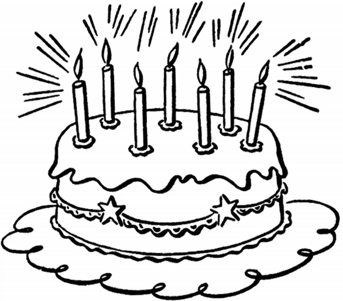 Gorgeous birthday cake coloring page