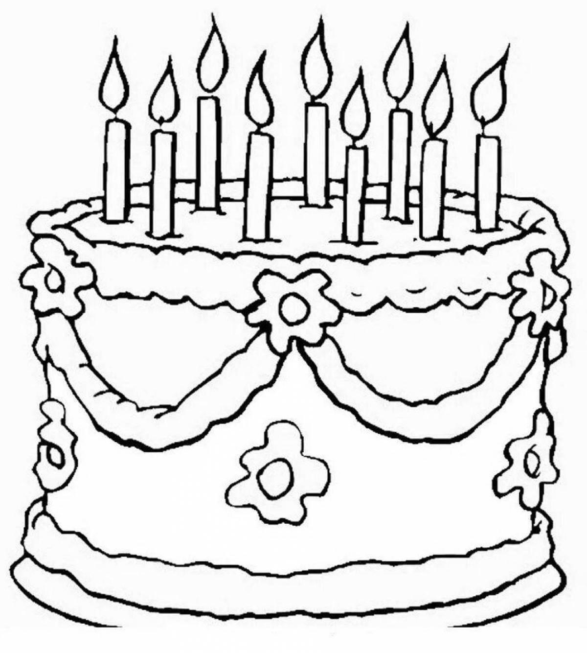 Раскраска славный торт ко дню рождения