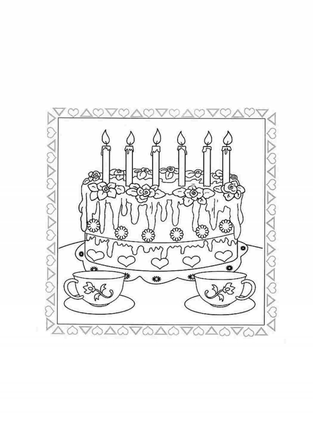 Rampant birthday cake coloring page