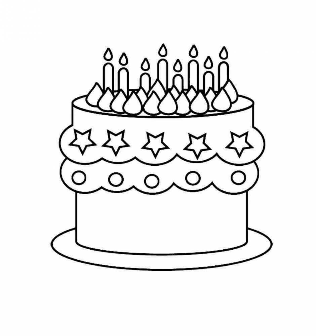 Colorful bright birthday cake coloring book