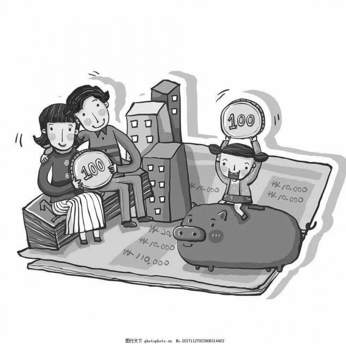 Crazy Family Budget coloring page