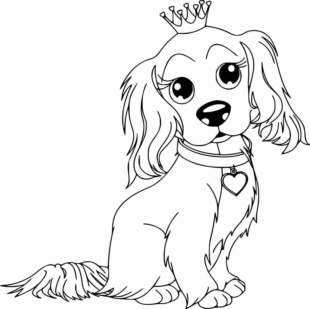 Photo Coloring book brave little dog