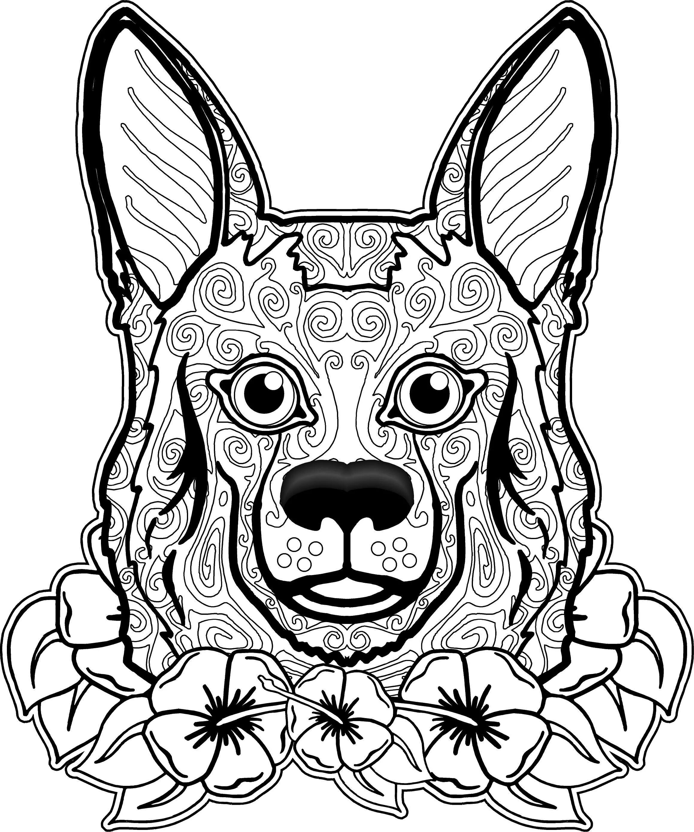 Wagging dog coloring page