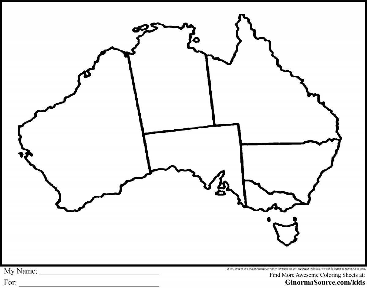 Colorful mainland australia coloring page