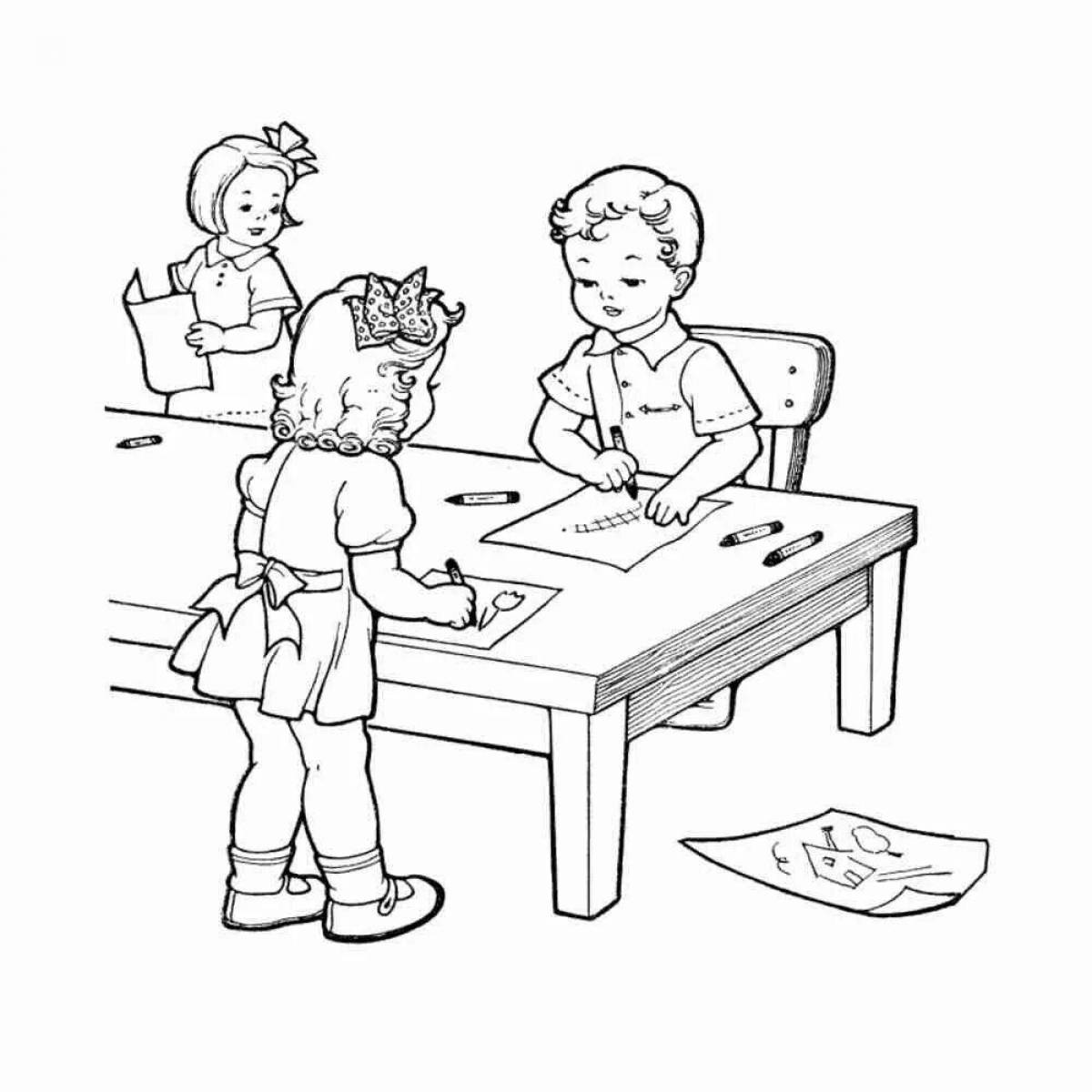 School desk live coloring page