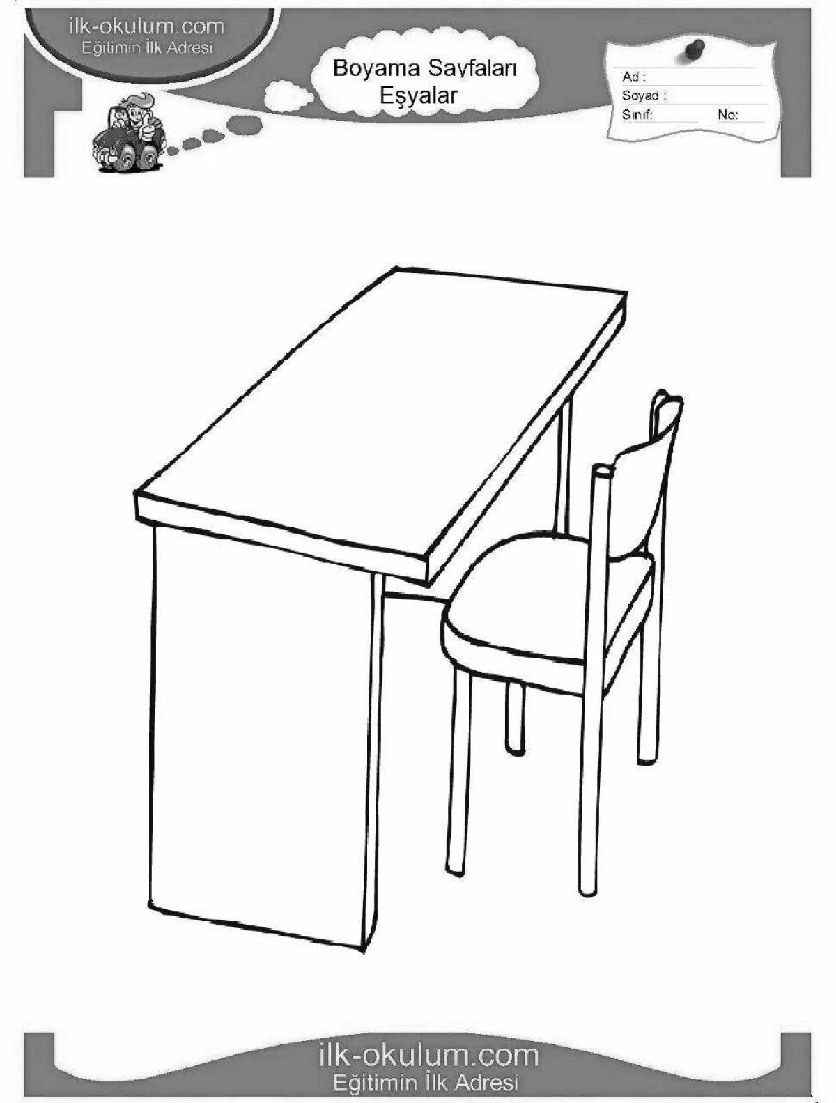 Animated school desk coloring page