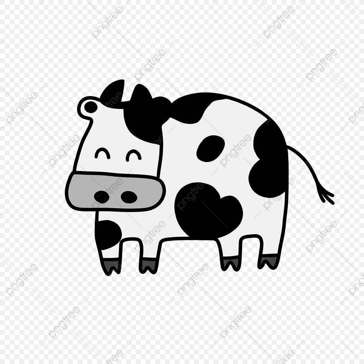 Friendly cute cow coloring book