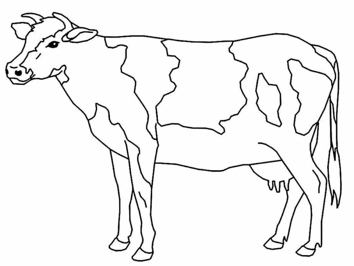 Яркая милая корова раскраска