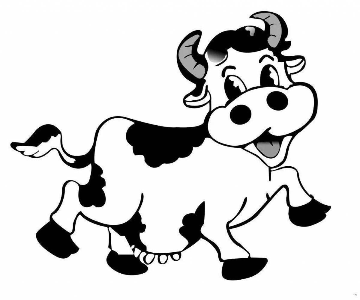 Красочная милая корова-раскраска
