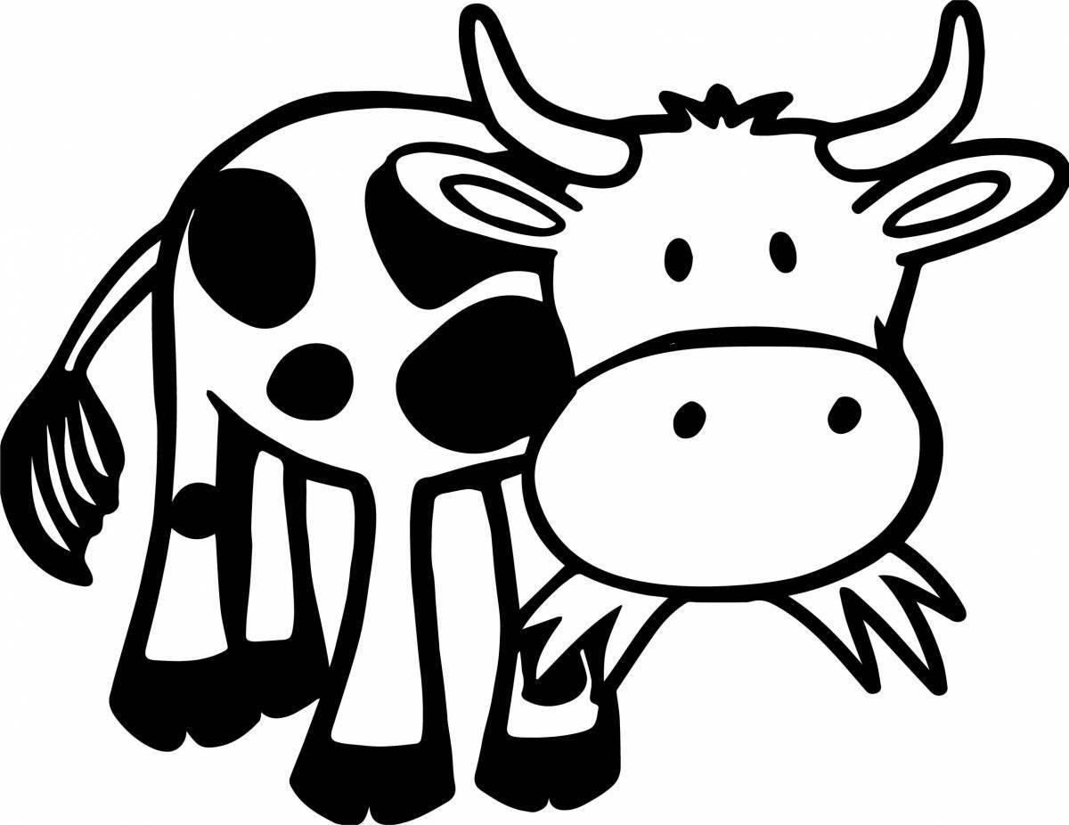 Coloring page happy cute cow