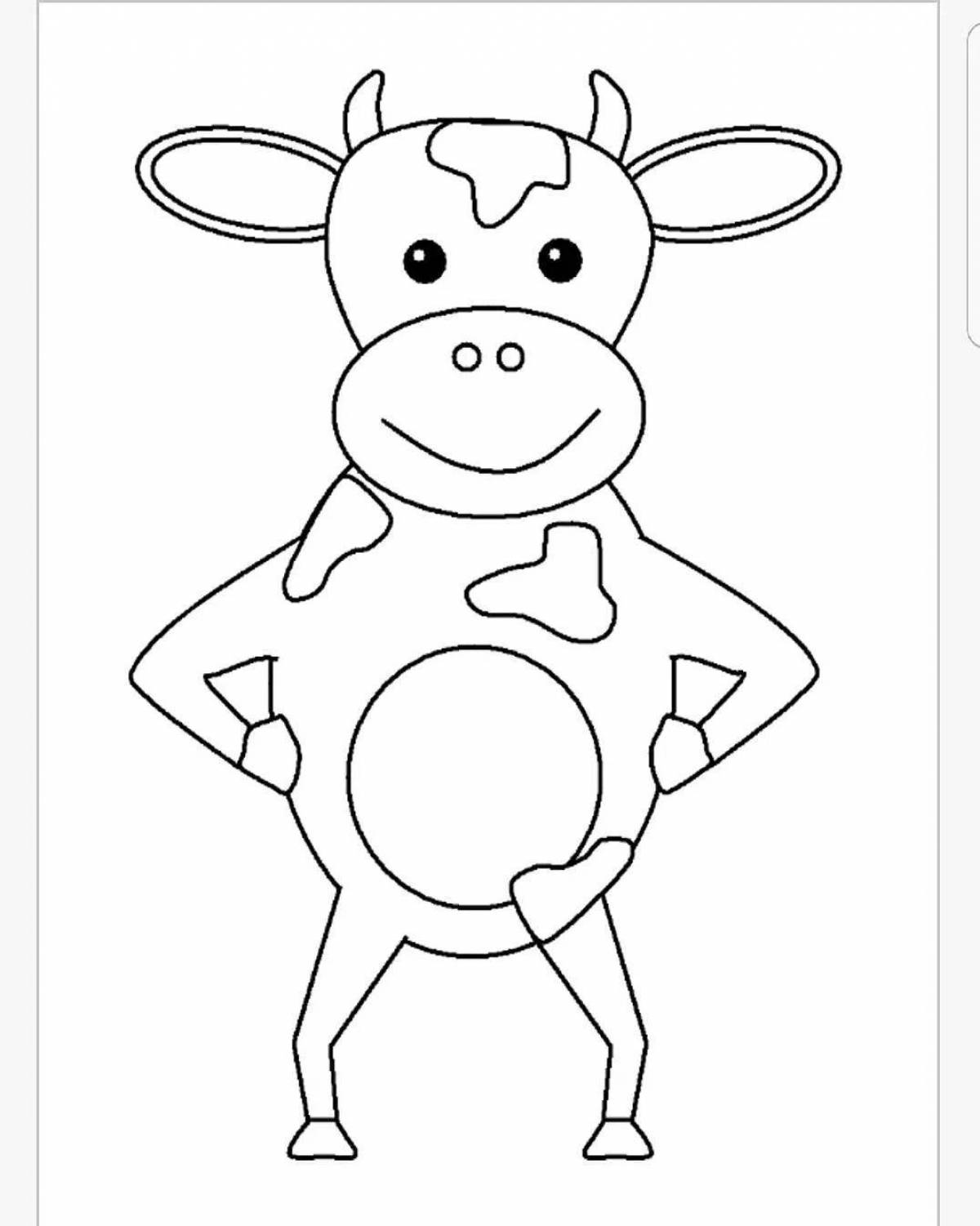 Photo Coloring page naughty cute cow