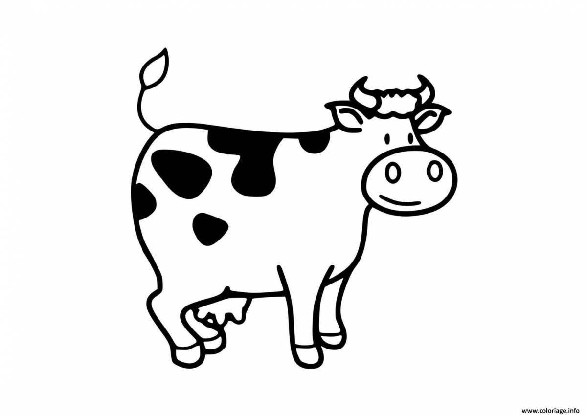 Остроумная милая корова-раскраска