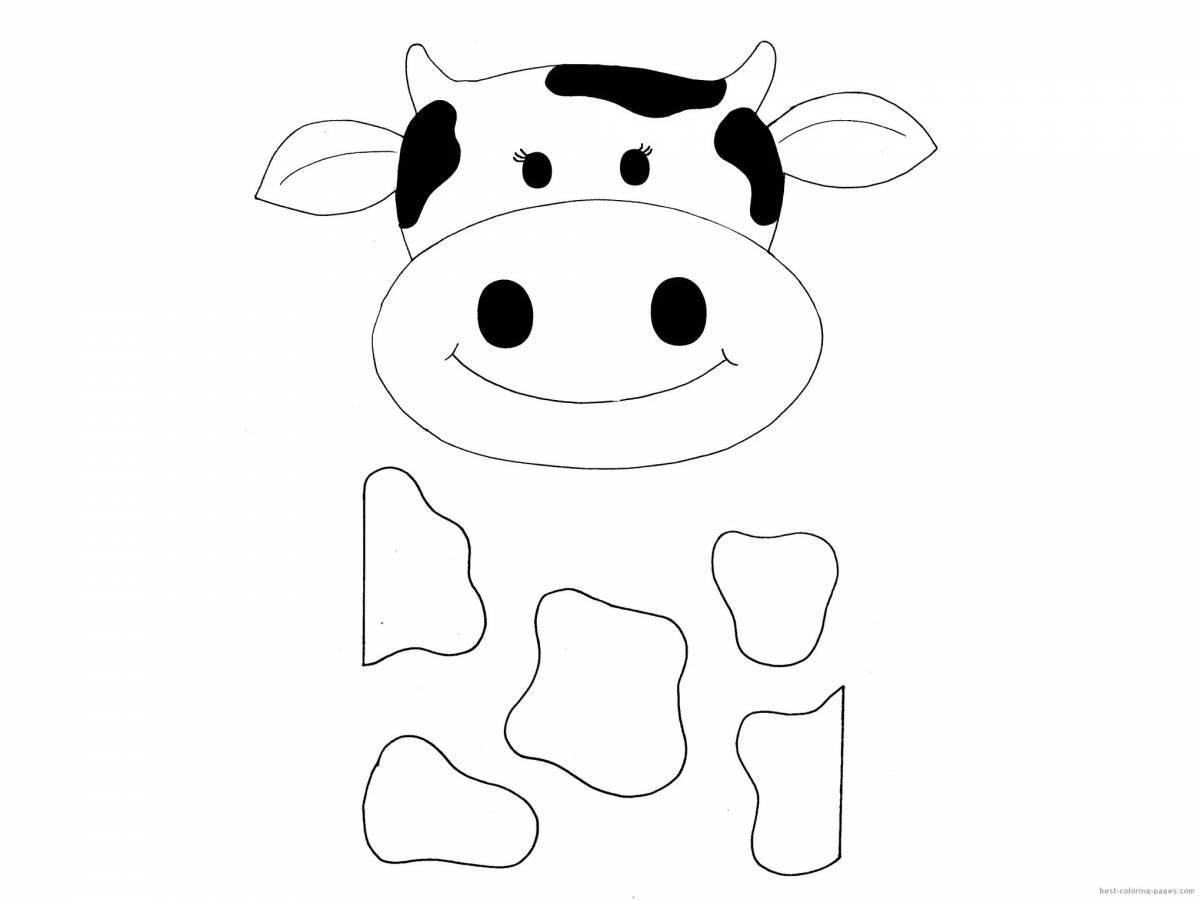 Coloring cute smiling cow