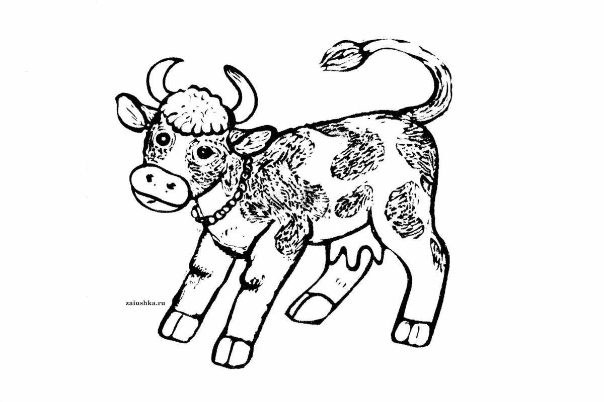Coloring page wild cute cow