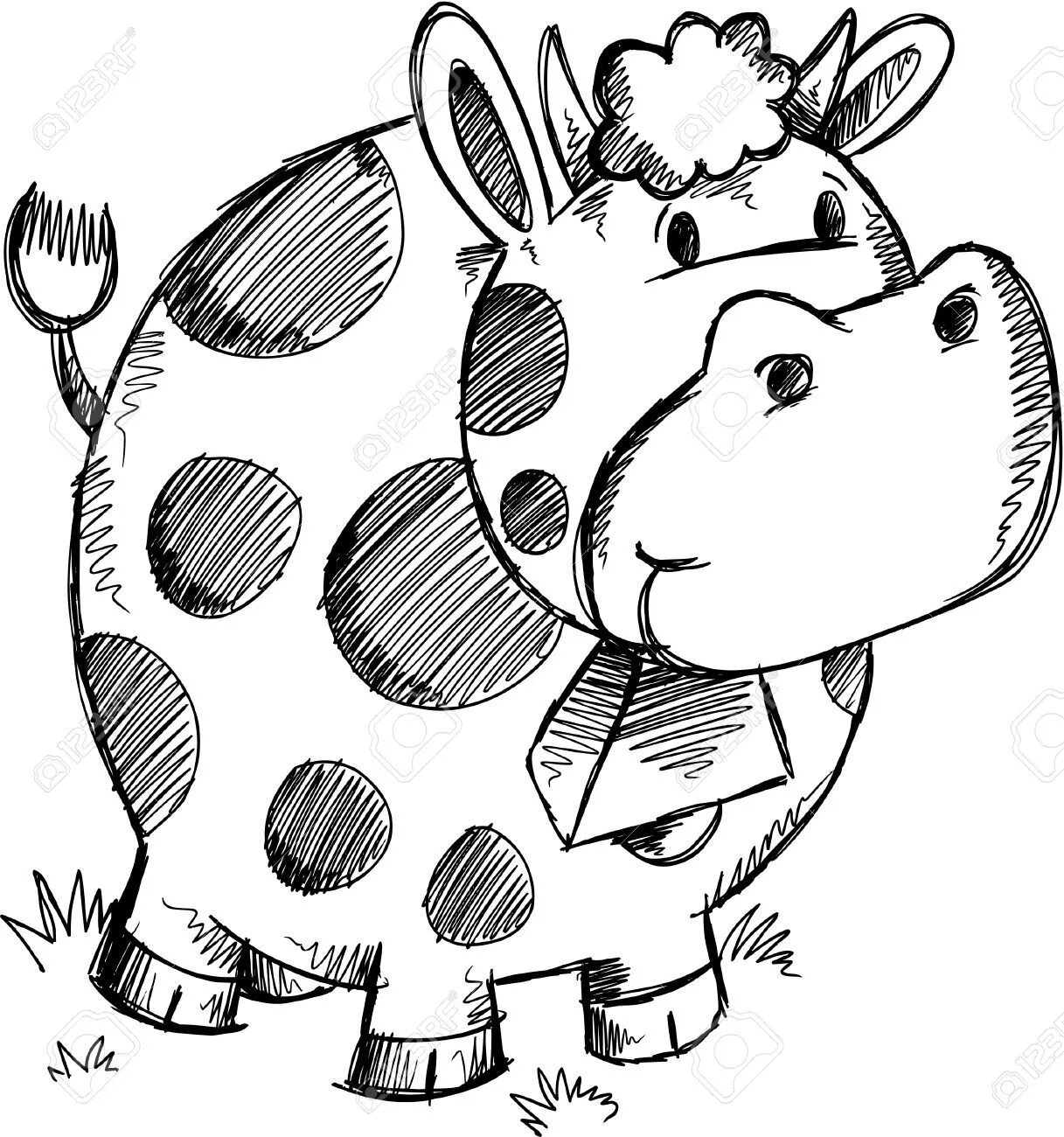 Coloring cute cow