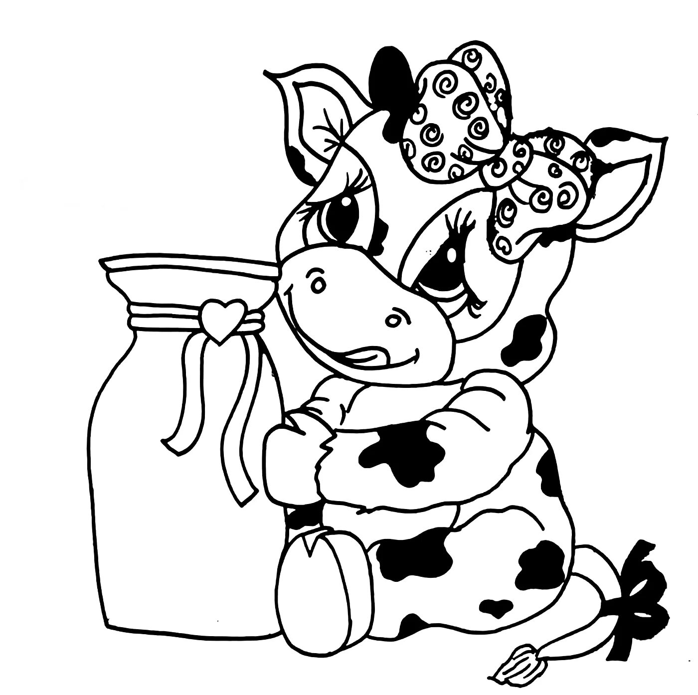 Photo Blissful cute cow coloring book