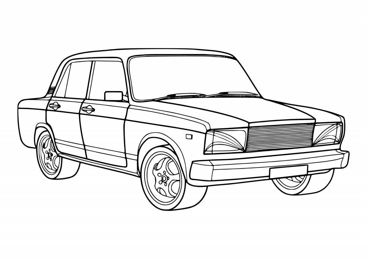 Coloring book of traditional soviet cars