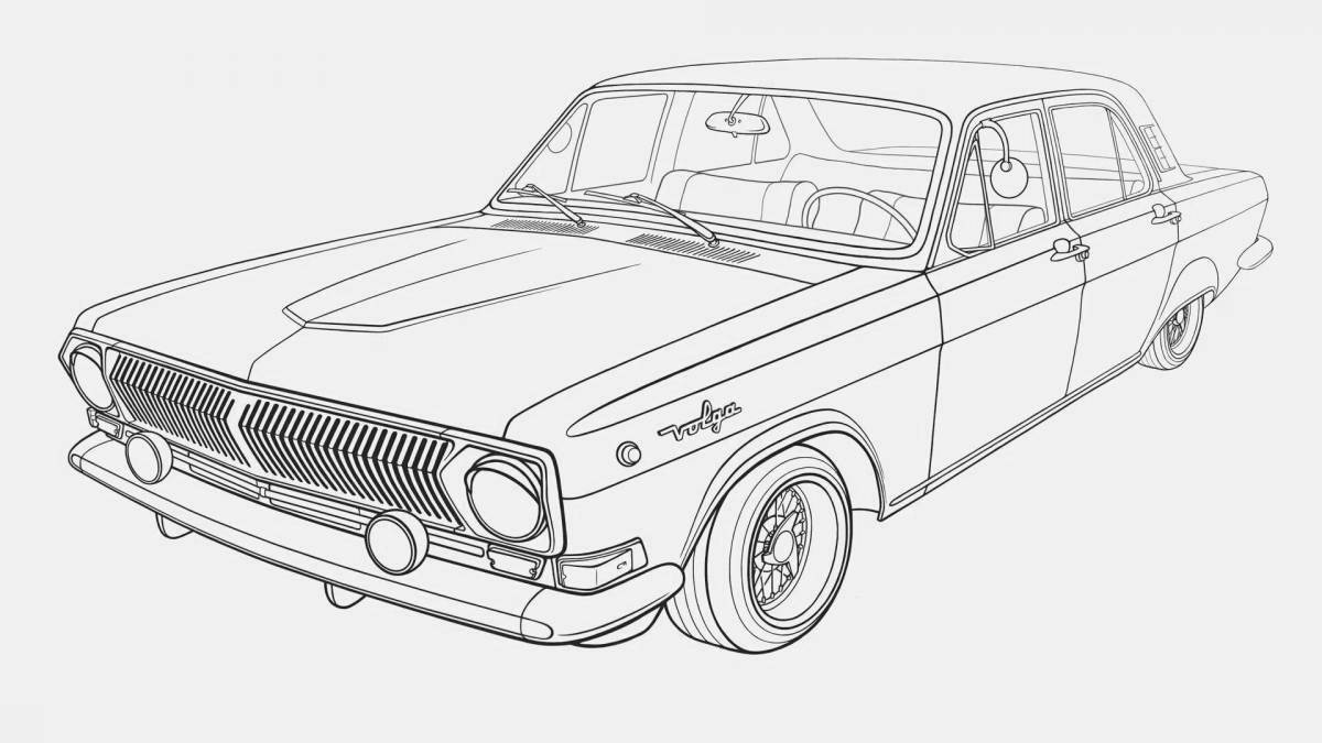 Coloring book of retro Soviet cars