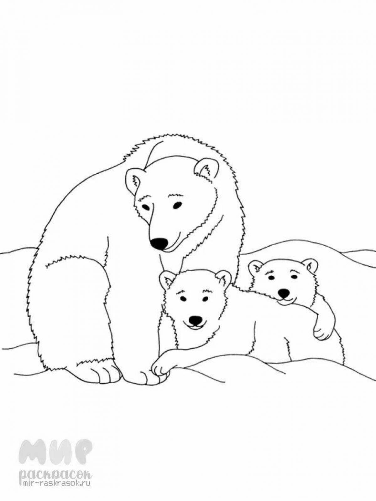 Анимированная страница раскраски белого медведя