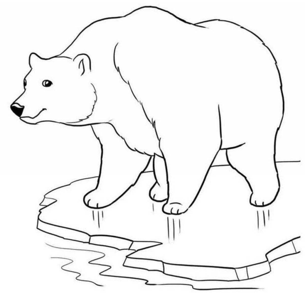 Coloring book of a busy polar bear