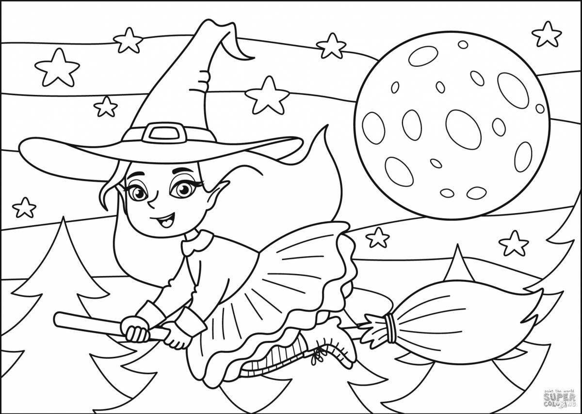 Grim evil witch coloring book
